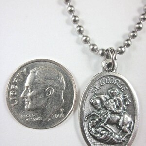 St George Medal Italy Pendant Necklace 24" Ball Chain Gift Box & Prayer ...