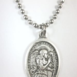 St Gabriel the Archangel Medal Necklace 24&quot; Ball Chain Gift Box Prayer Card