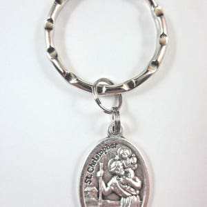 St Christopher / Schutzengel Medaille Italien Schlüsselanhänger Geschenkbox & Gebetskarte