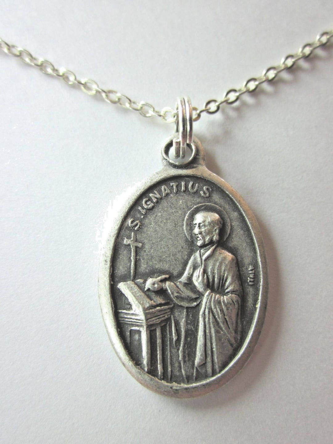 St Ignatius of Loyola Medal Pendant Necklace Ladies 20" Chain Gift Box ...