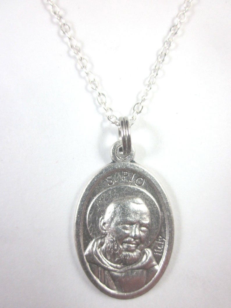 St Padre Pio Medal Italy Pendant Necklace Ladies 20" Chain Gift Box ...