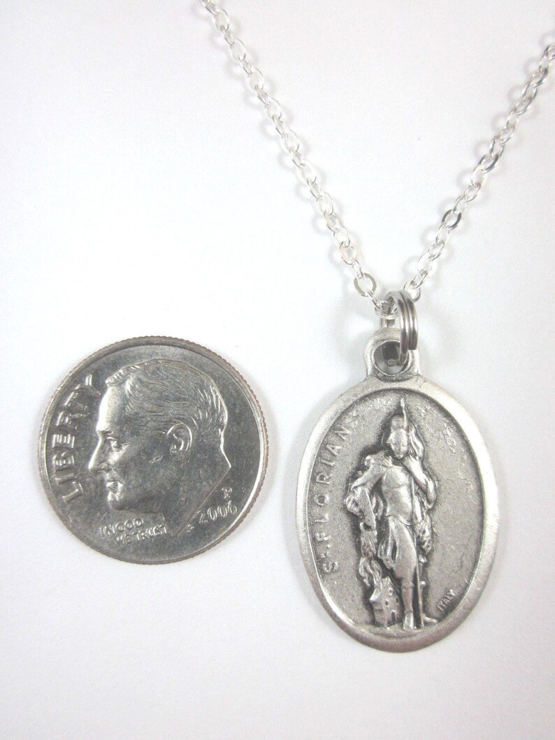 St Florian Medal Italy Pendant Necklace Ladies 20" Chain Gift Box ...