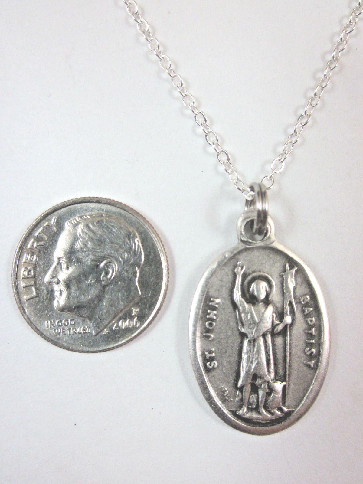 St John the Baptist Medal Italy Pendant Necklace Ladies 20" Chain Gift ...