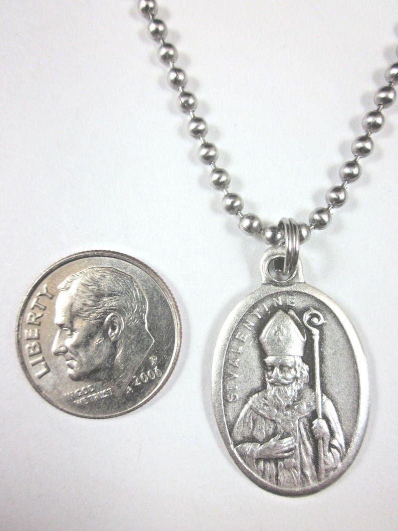 St Valentine Medal Italy Pendant Necklace 24" Ball Chain Gift Box ...