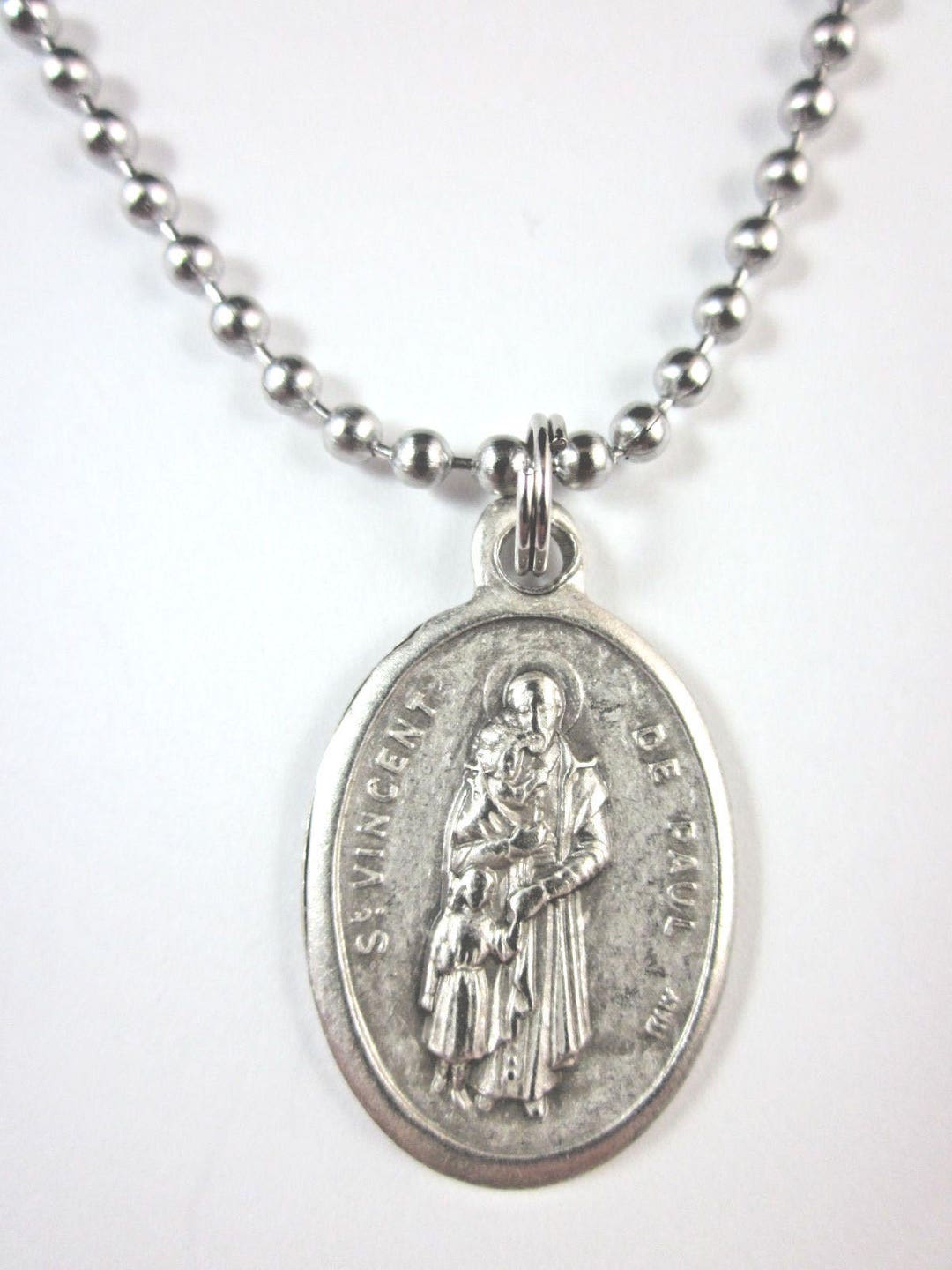 St Vincent De Paul Medal Pendant Necklace 24" Ball Chain Gift Box ...