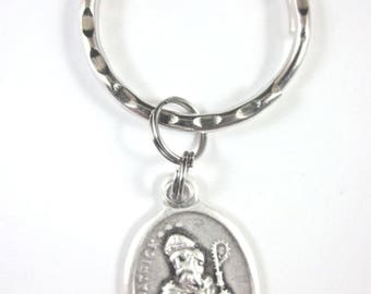 St Patrick / Pray for Us Medal Italy Key Ring Gift Box & Prayer Card
