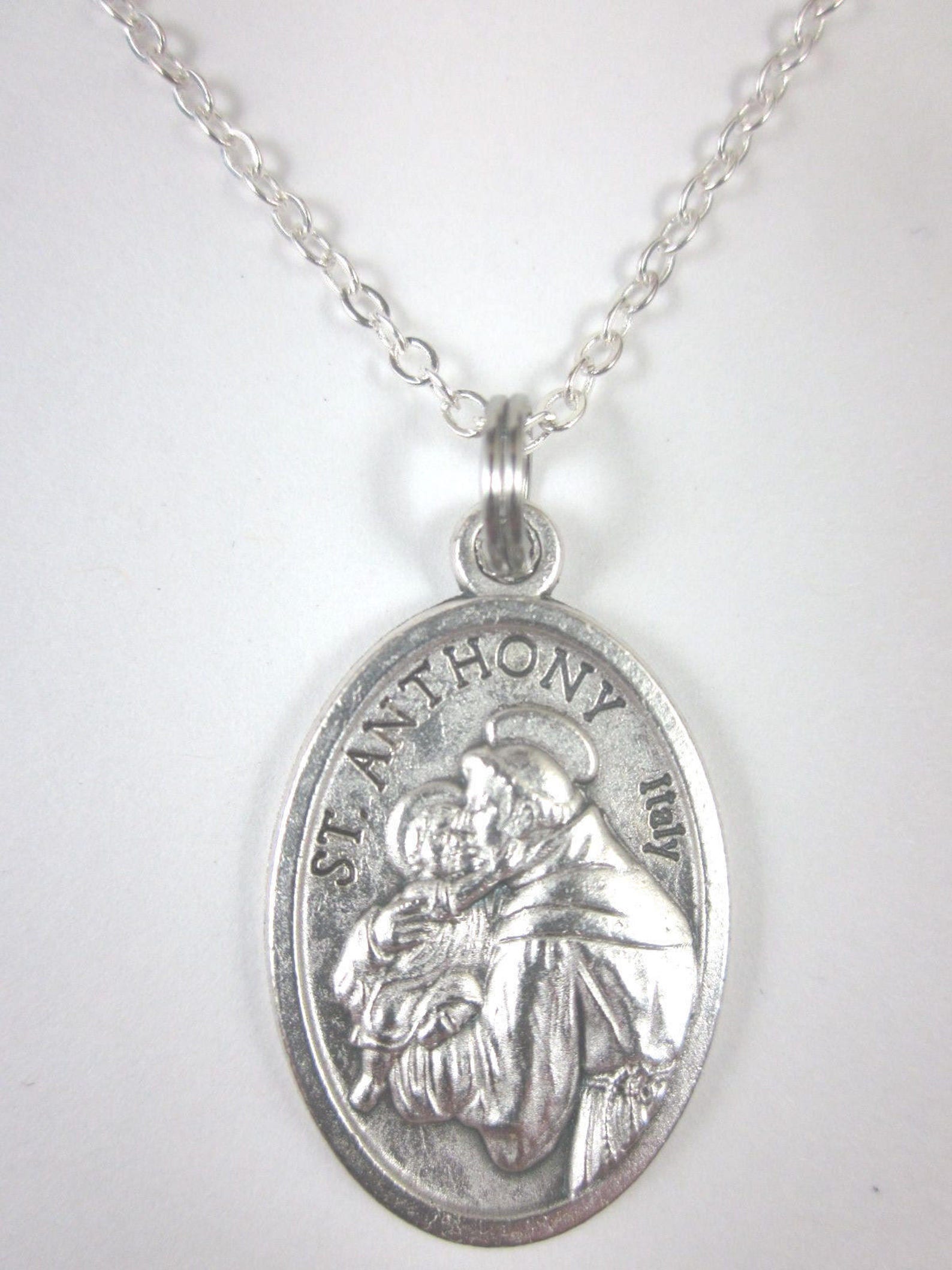 St Anthony / St Francis Medal Italy Pendant Necklace Ladies 20" Chain W ...
