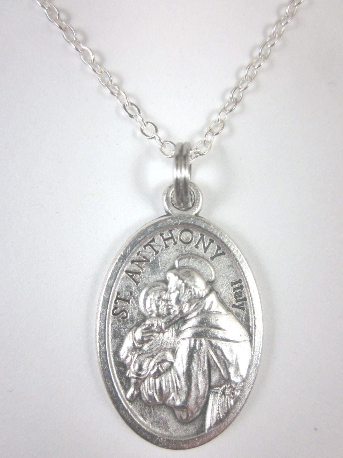 St Anthony / St Francis Medal Italy Pendant Necklace Ladies 20" Chain W ...