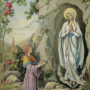 Our Lady of Lourdes Medal Italy Key Ring Gift Box & Prayer Card - Etsy