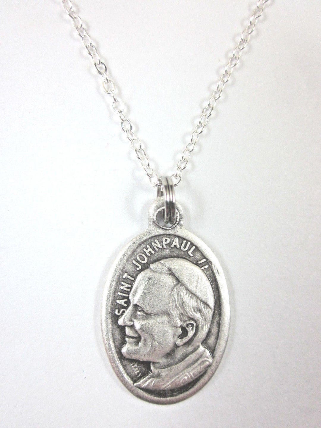 St John Paul II Medal Italy Pendant Necklace Ladies 20" Chain Gif Box ...