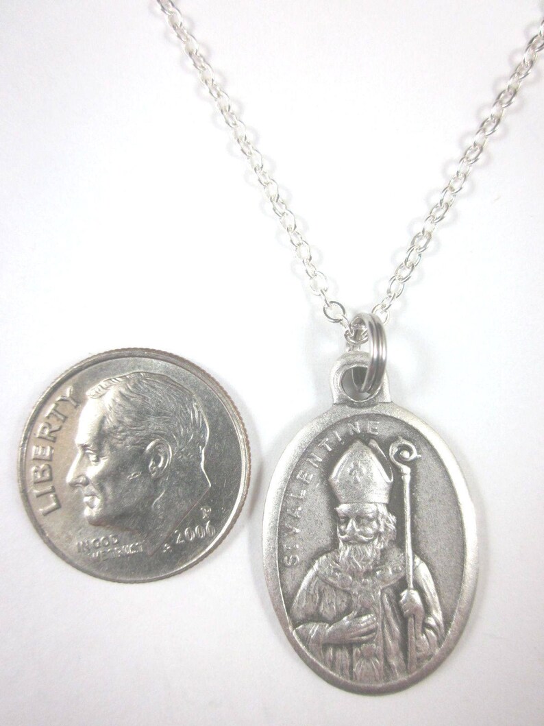St Valentine Medal Italy Pendant Necklace Ladies 20" Chain Gift Box ...