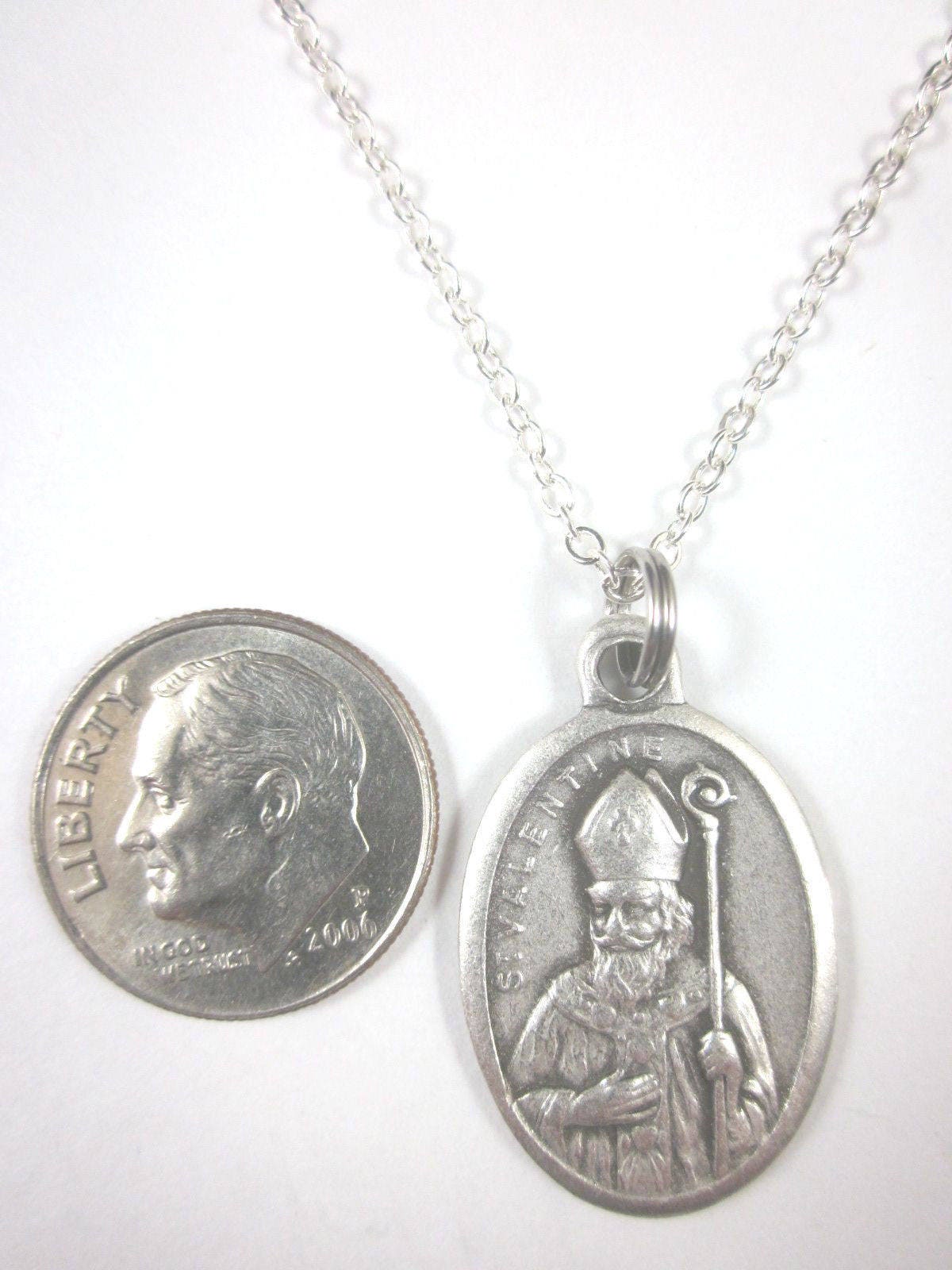 St Valentine Medal Italy Pendant Necklace Ladies 20" Chain Gift Box ...