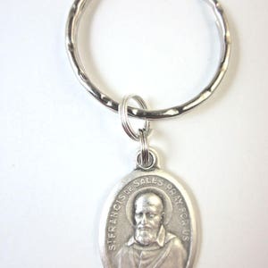 Medalha de São Francisco de Sales, Itália, chaveiro, caixa de presente e cartão de oração