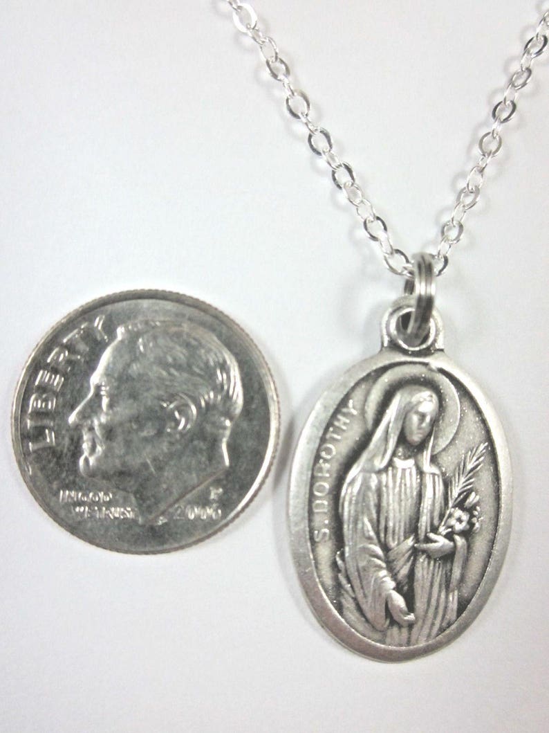St Dorothy Medal Italy Pendant Necklace Ladies 20" Chain Gift Box ...