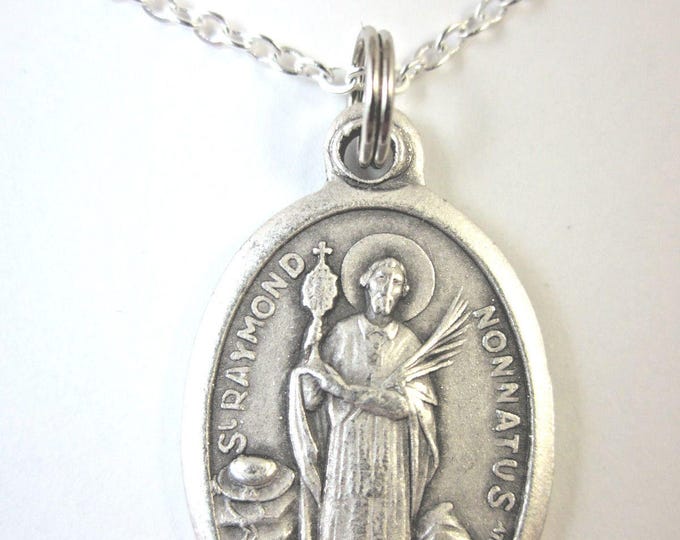 St Raymond Nonnatus Medal Italy Pendant Necklace Ladies 20 Chain Gift