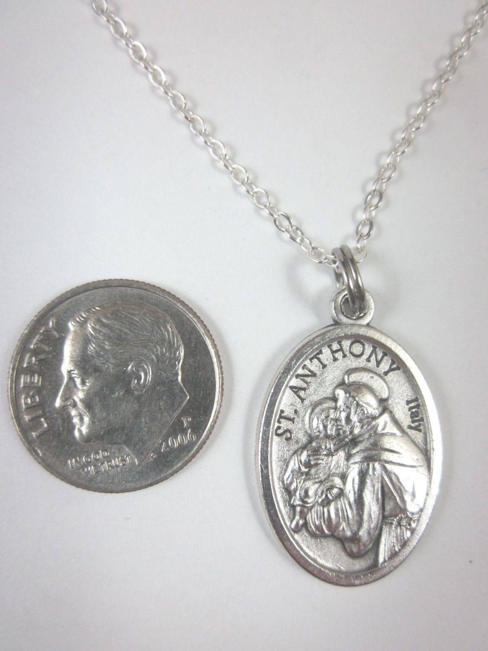 St Anthony / St Francis Medal Italy Pendant Necklace Ladies 20" Chain W ...