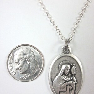St Clare of Assisi Medal Italy Pendant Necklace Ladies 20" Chain Gift ...