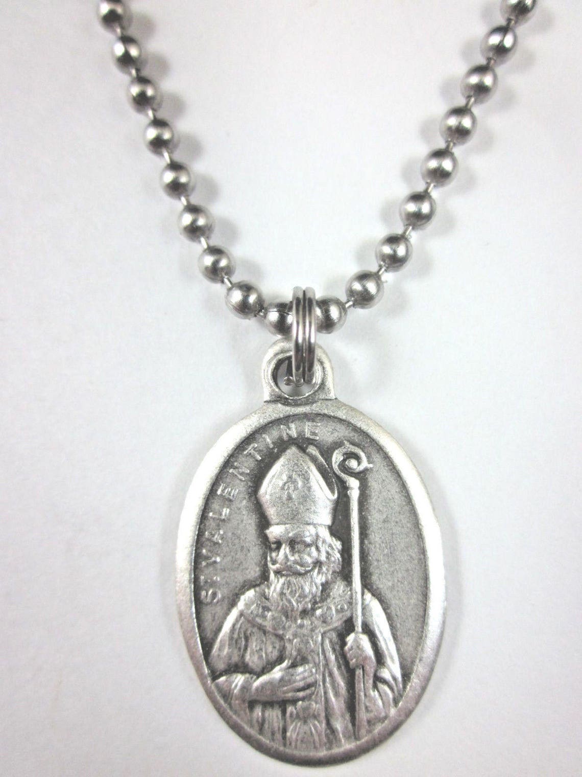 St Valentine Medal Italy Pendant Necklace 24" Ball Chain Gift Box ...