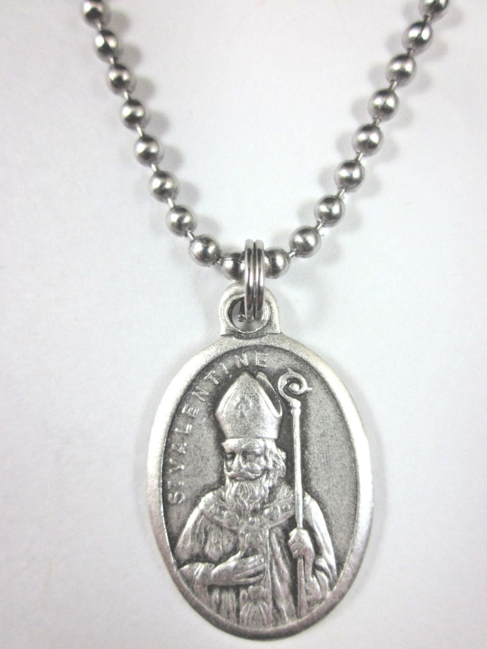 St Valentine Medal Italy Pendant Necklace 24" Ball Chain Gift Box ...