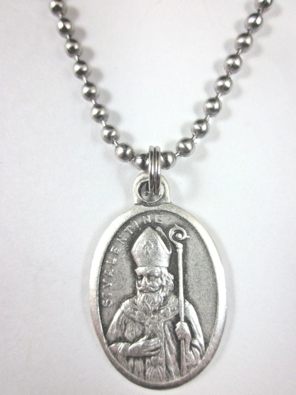 St Valentine Medal Italy Pendant Necklace 24" Ball Chain Gift Box ...