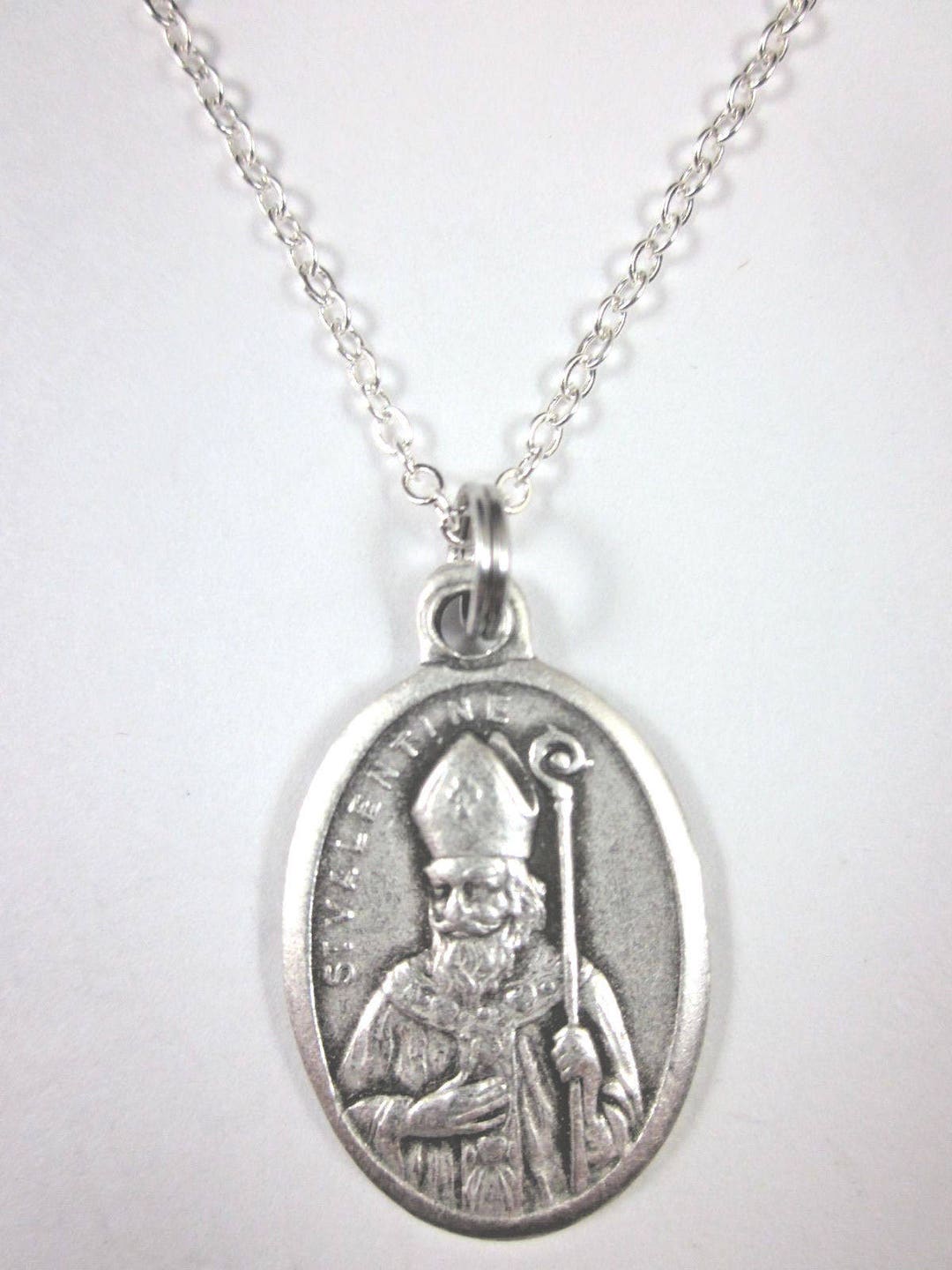 St Valentine Medal Italy Pendant Necklace Ladies 20" Chain Gift Box ...
