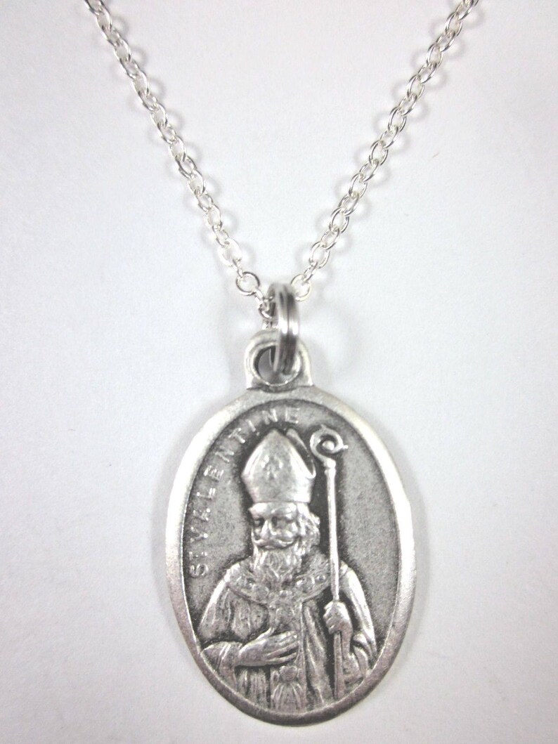 St Valentine Medal Italy Pendant Necklace Ladies 20" Chain Gift Box ...