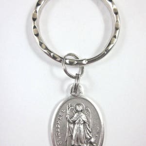 St Raphael de Aartsengel medaille Italië sleutelhanger geschenkdoos en gebedskaart