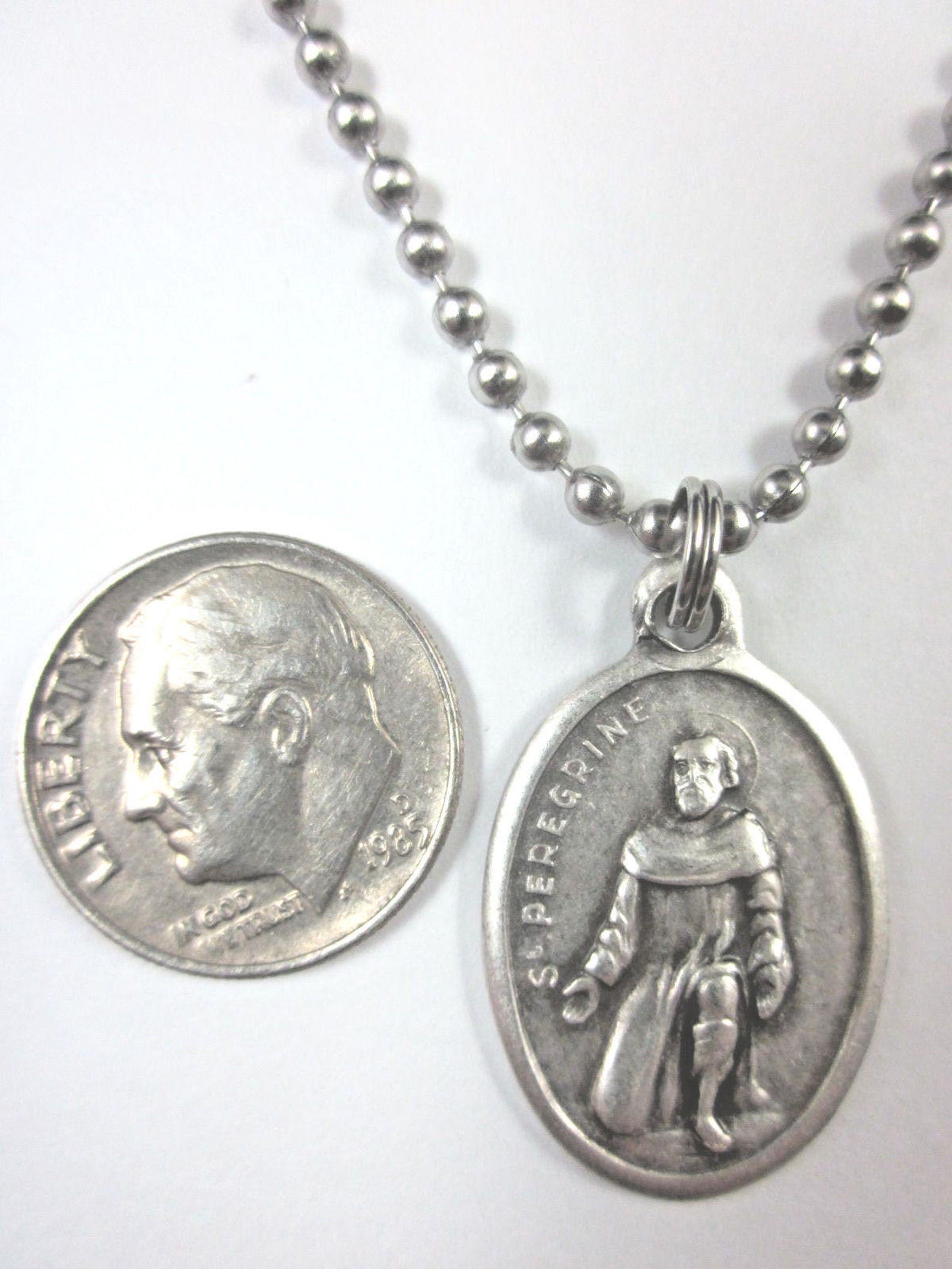 St Peregrine Medal Italy Pendant Necklace 24" Ball Chain Gift Box ...