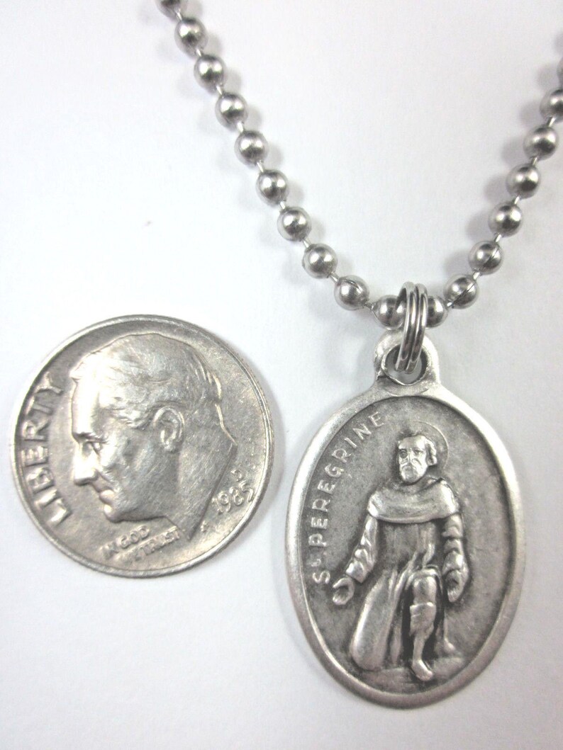St Peregrine Medal Italy Pendant Necklace 24" Ball Chain Gift Box ...