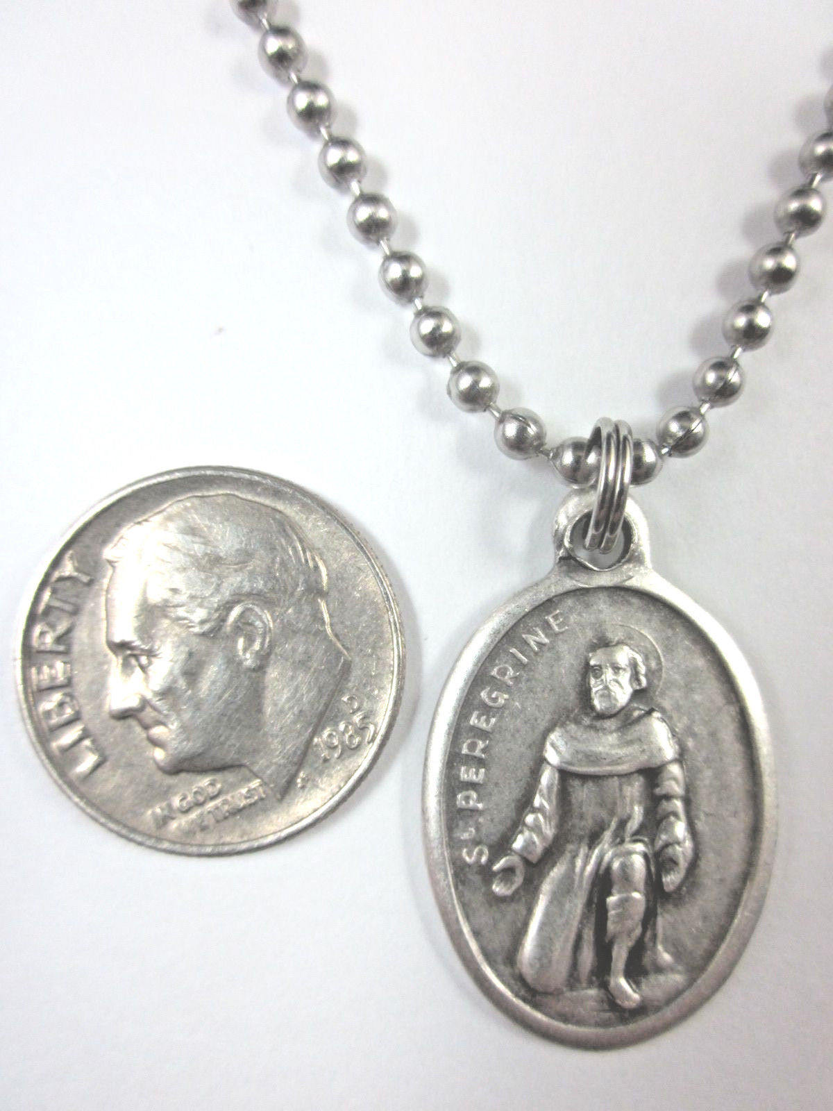 St Peregrine Medal Italy Pendant Necklace 24" Ball Chain Gift Box ...