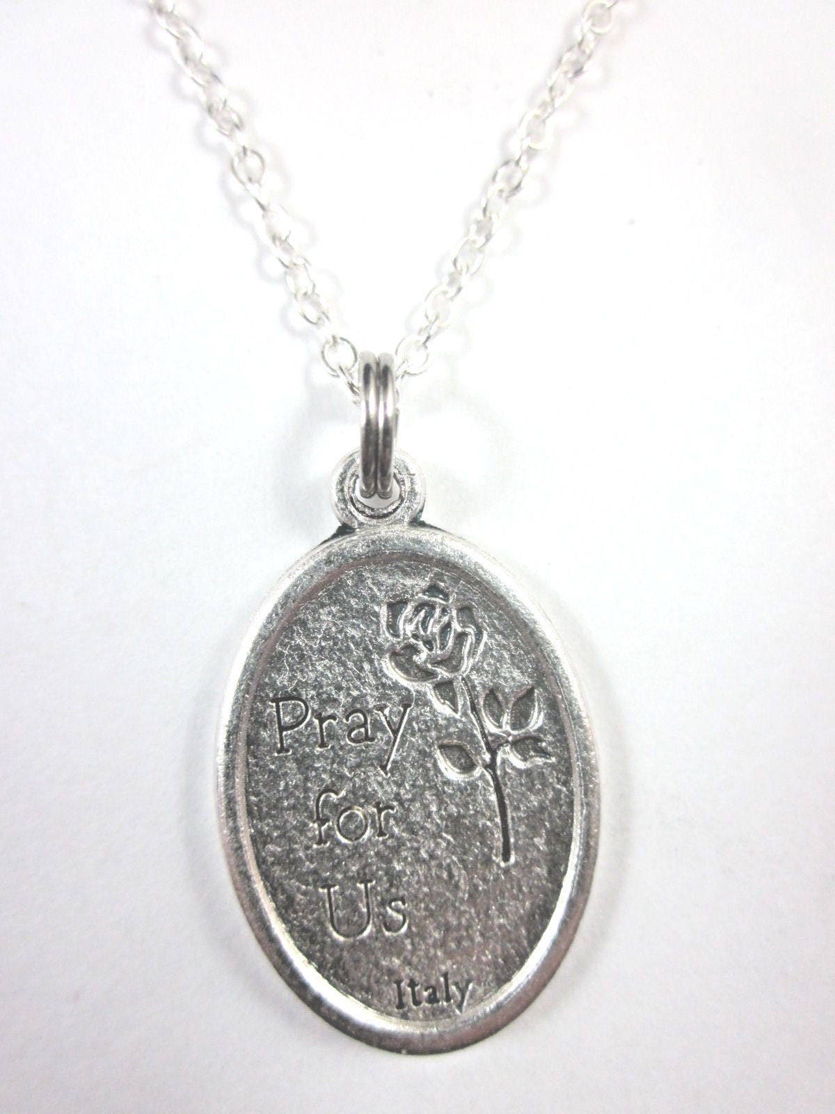 St Padre Pio Medal Italy Pendant Necklace Ladies 20" Chain Gift Box ...