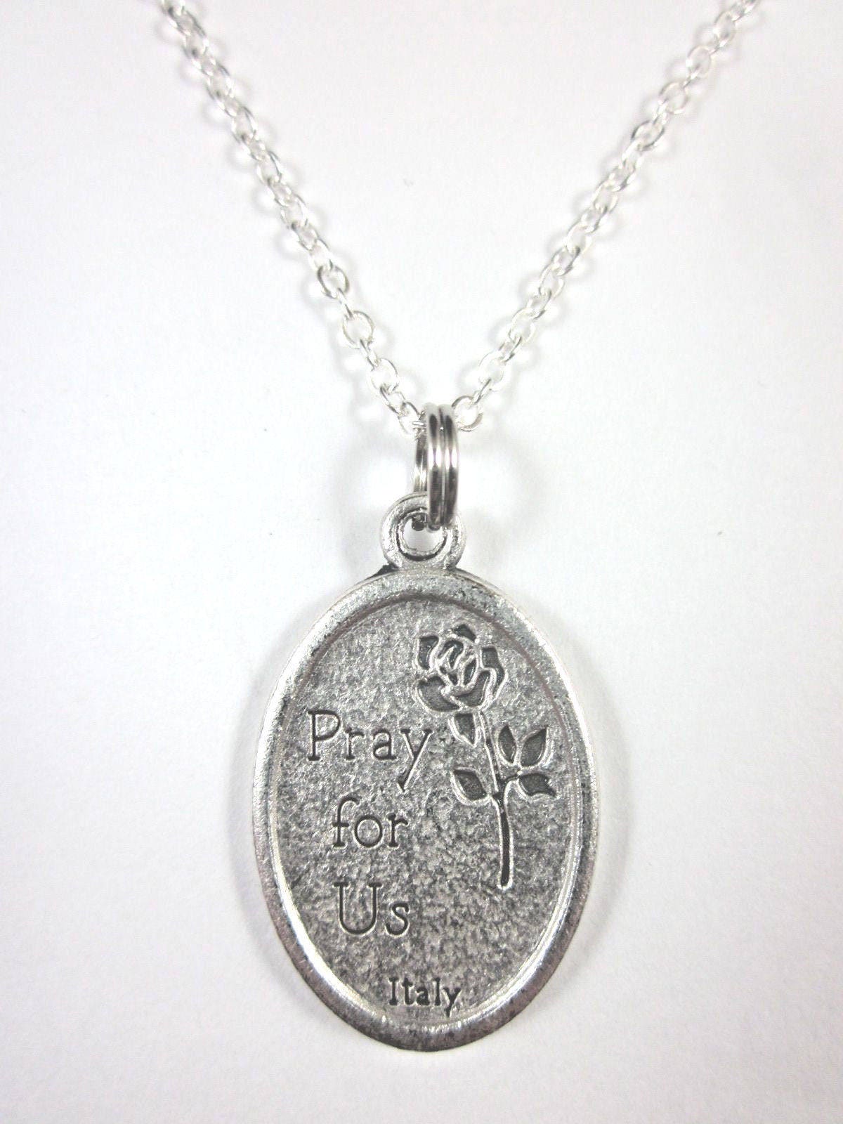 St Philomena Medal Italy Pendant Necklace Ladies 20" Chain Gift Box ...