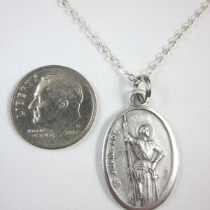 St Joan of Arc Medal Italy Pendant Necklace Ladies 20" Chain Gift Box ...