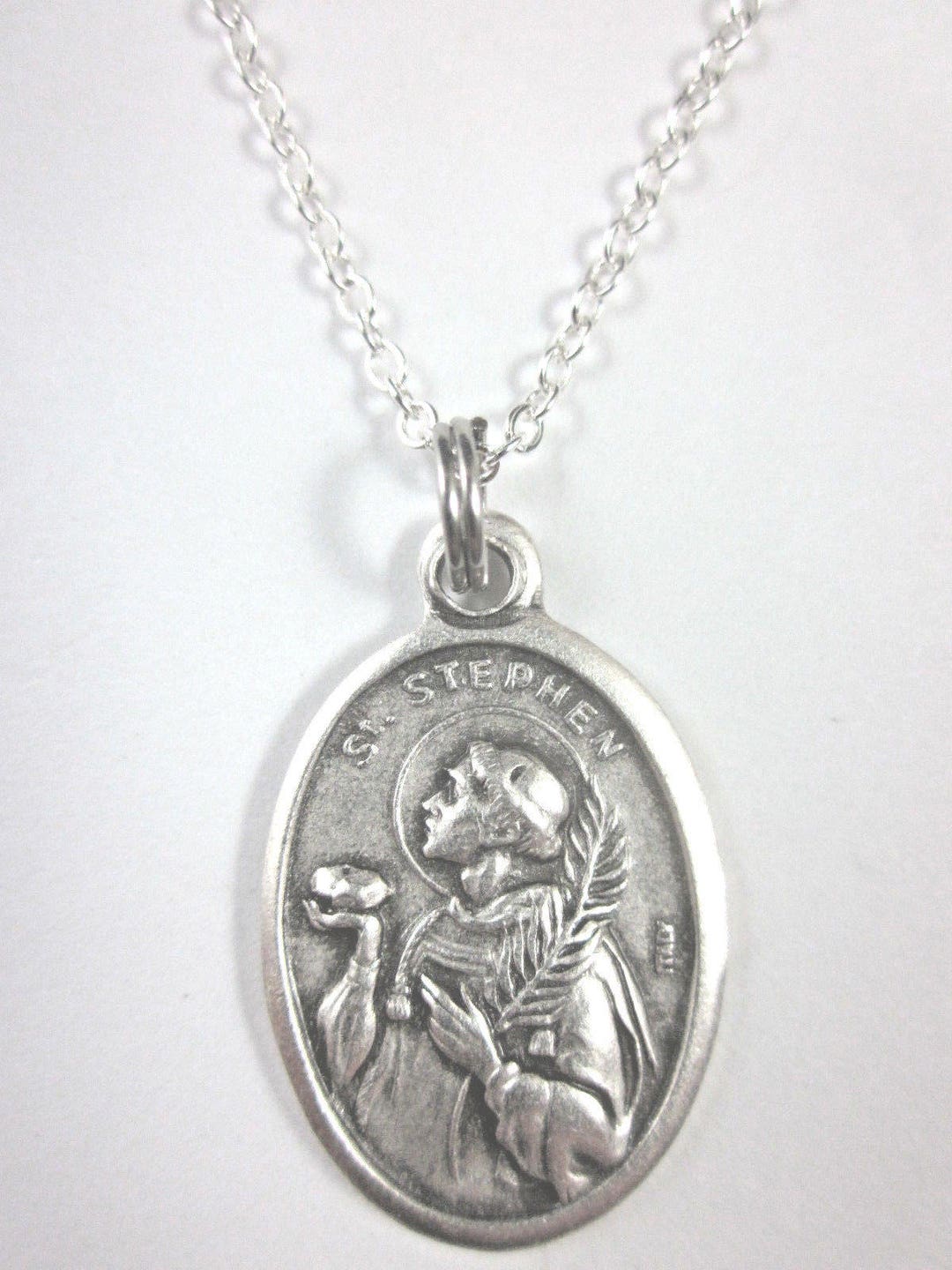 St Stephen Medal Italy Pendant Necklace Ladies 20" Chain Gift Box ...