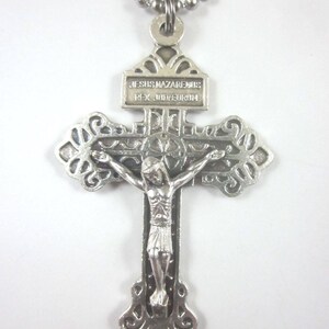 Pardon Crucifix 2 1/4" pendentif collier 24" chaîne boules boîte cadeau carte de visite