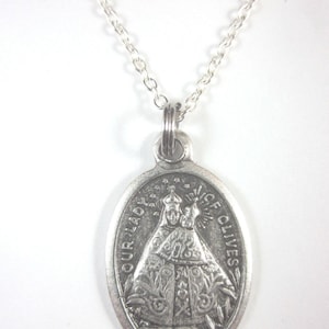 Onze-Lieve-Vrouw van Olijven Medaille Italië Hanger Ketting Dames 20" Ketting Geschenkdoos & Gebedskaart