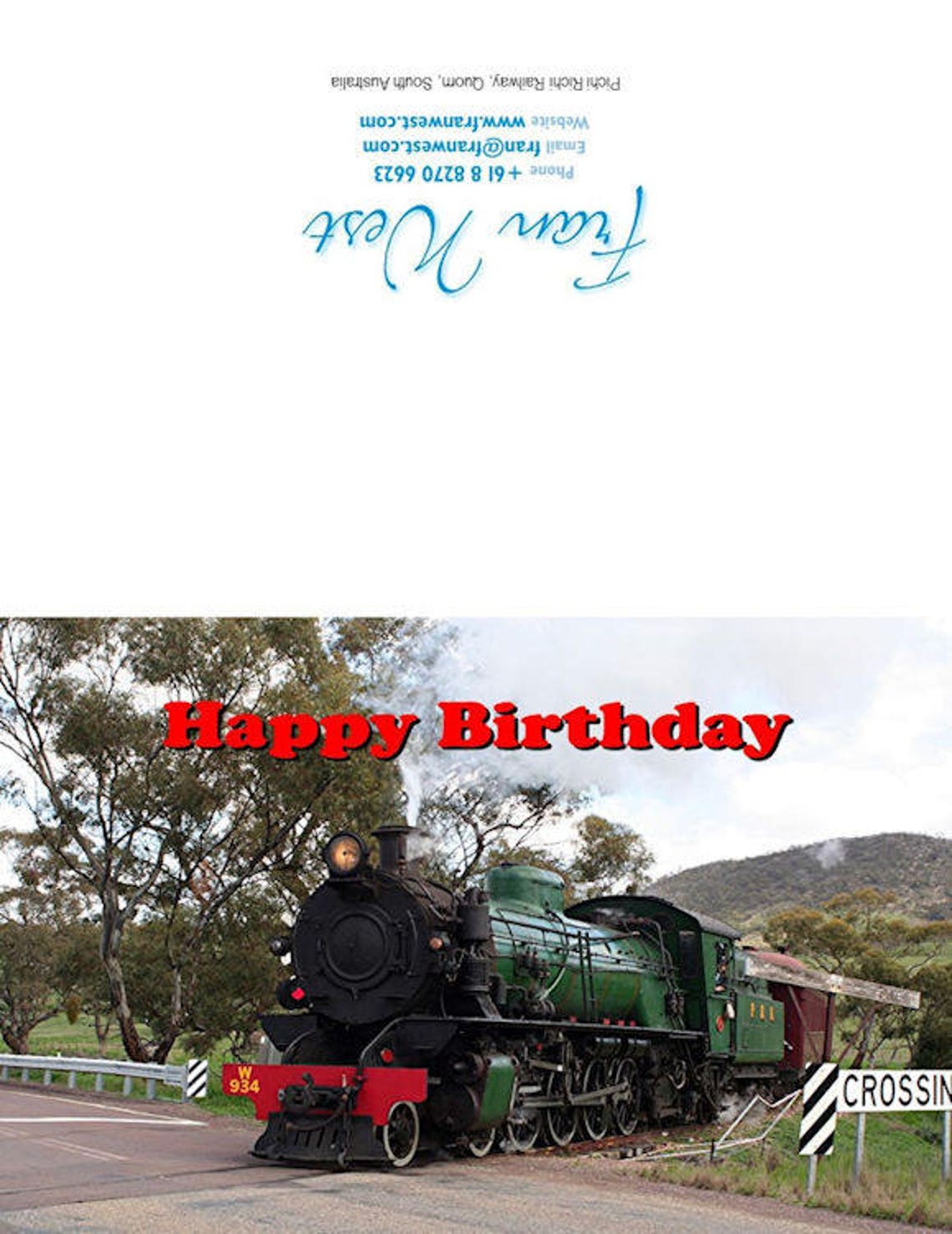 Steam Train Birthday Card 3. Printable Digital Photo Card Download. Railway Locomotive. for Boys ...