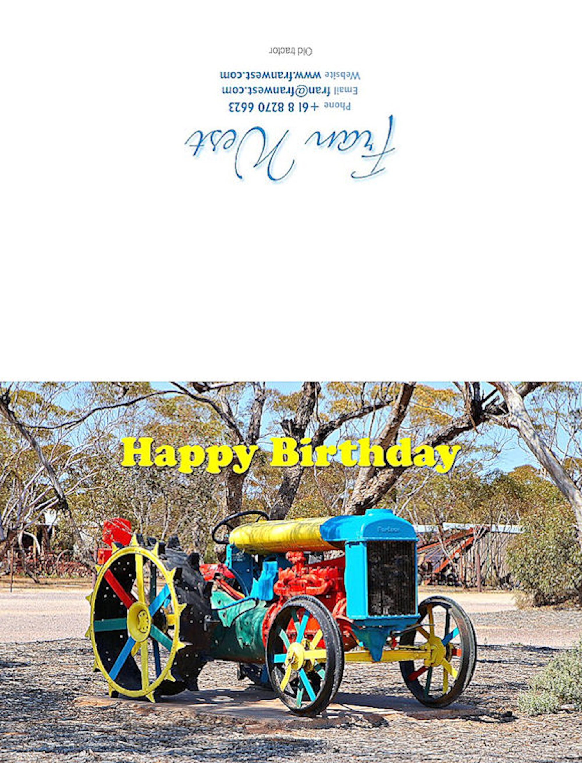 Old Tractor Birthday Card. Printable Digital Photo Card Download. Farm ...