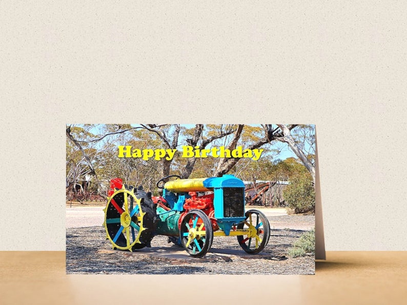 Old Tractor Birthday Card. Printable Digital Photo Card | Etsy