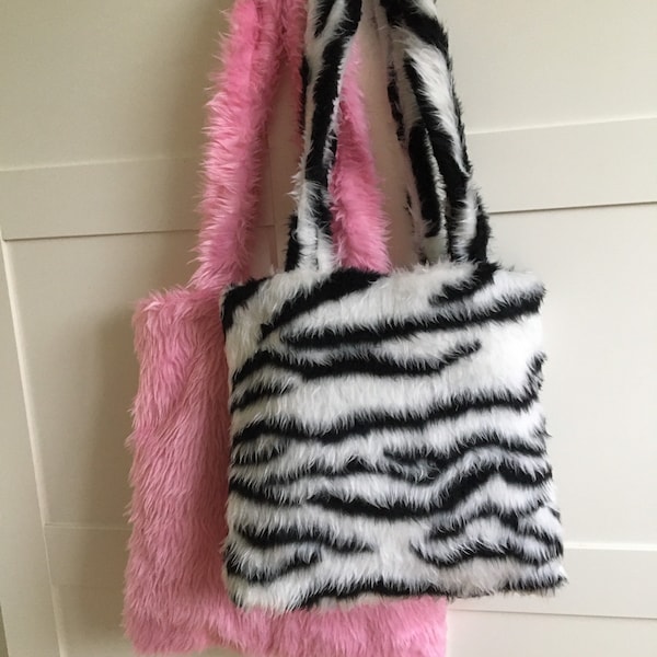 Zebra bag, Faux zebra bag, Zebra faux fur bag, Faux zebra tote, Zebra print bag, Zebra fur bag, Faux fur bag, Zebra tote bag, Zebra shopper
