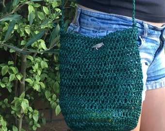 Green raffia bag, Crochet crossbody bag, Straw bag, Green straw bag, Crochet bag, Festival bag, Festival handbag, Hippie bag,