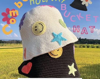 Wzór i samouczek, świąteczny kapelusz typu bucket hat (po angielsku) / plik PDF, szydełkowanie