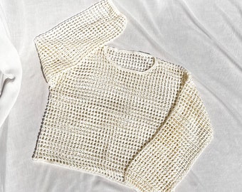 Mue Long Sleeve ,Top ,Crochet ,Net Shirt ,Handmade