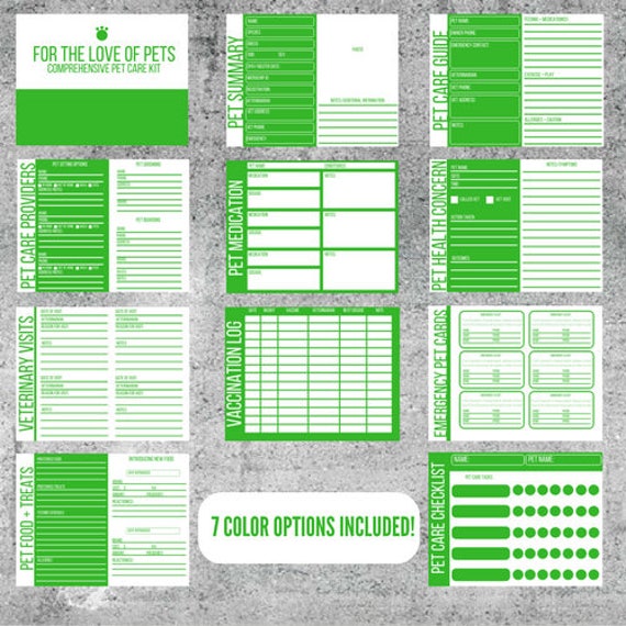 Printable Pet Care Bundle Pet Care Guide Pet Sitting Pet Etsy