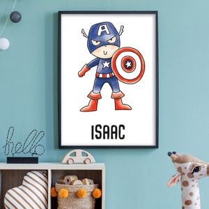 Personalised Custom Name Superhero Prints, Superheroes Wall Art, Boys Room, Nursery Prints