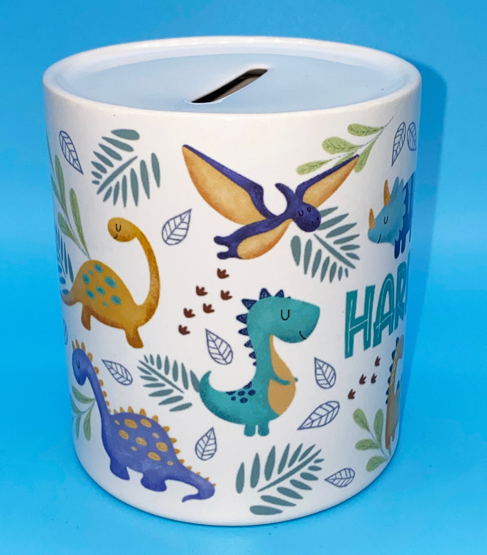 Personalised Dinosaur Ceramic Money Box Personalised Kids Etsy