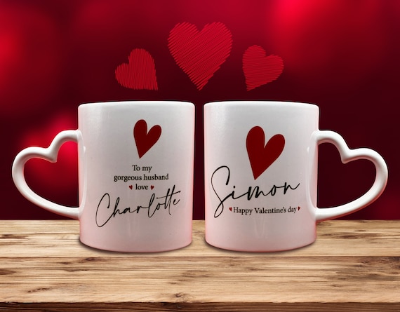 Taza personalizada de San Valentín con nombres de pareja / Regalo