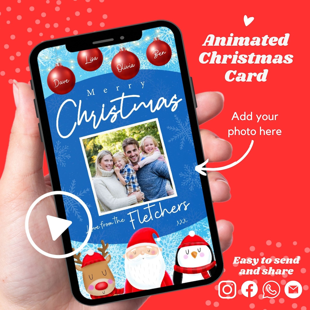 PERSONALISED Animated Video Christmas Card VIDEO Christmas Etsy