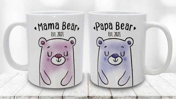 Mama Bear Papa Bear Mug Set Mama and Dada New Parent Gift 