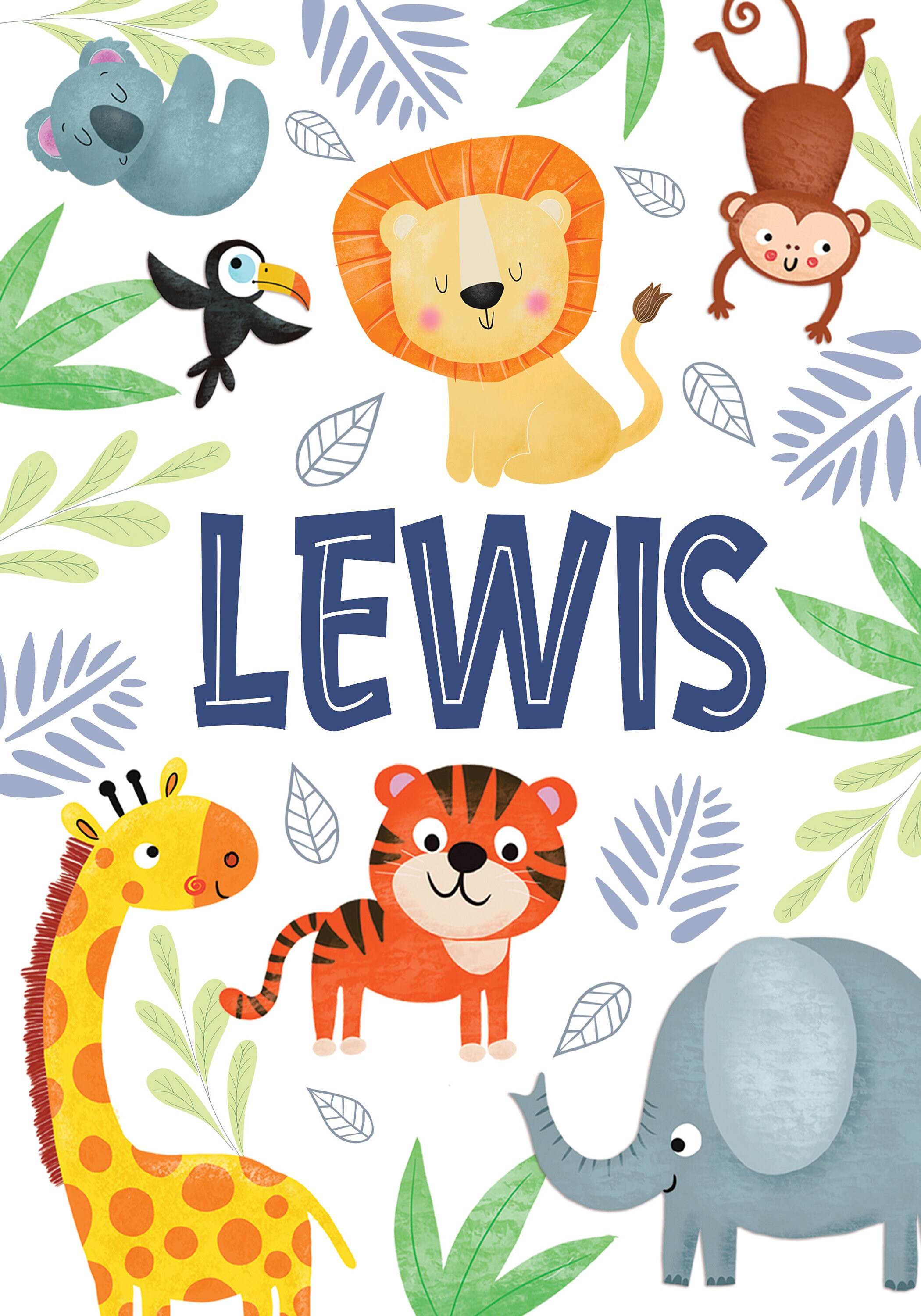 Personalised JUNGLE NAME Print Kids Bedroom Art Nursery Etsy UK